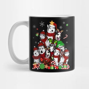 Siberian Husky Santa Christmas Tree Lights Xmas Boys Dog Mug